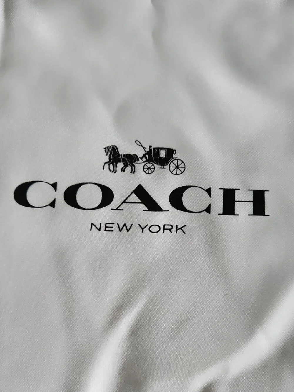 NEW Coach New York Dust Bag Satin White Drawstring Storage Stagecoach 16 x 13